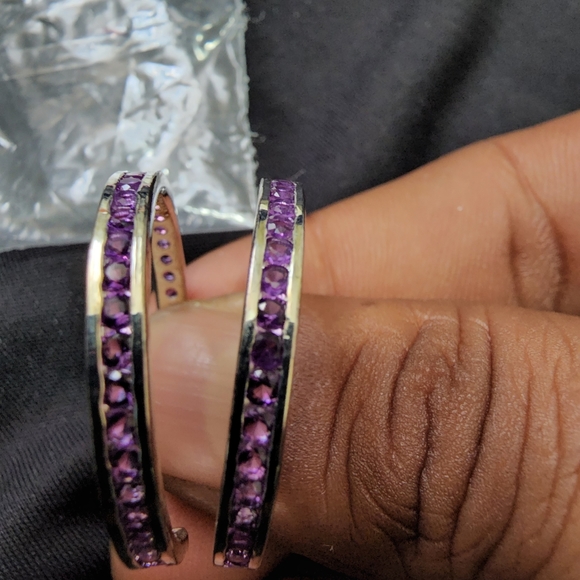Genuine amethyst with 925 silver earrings - Picture 2 of 3